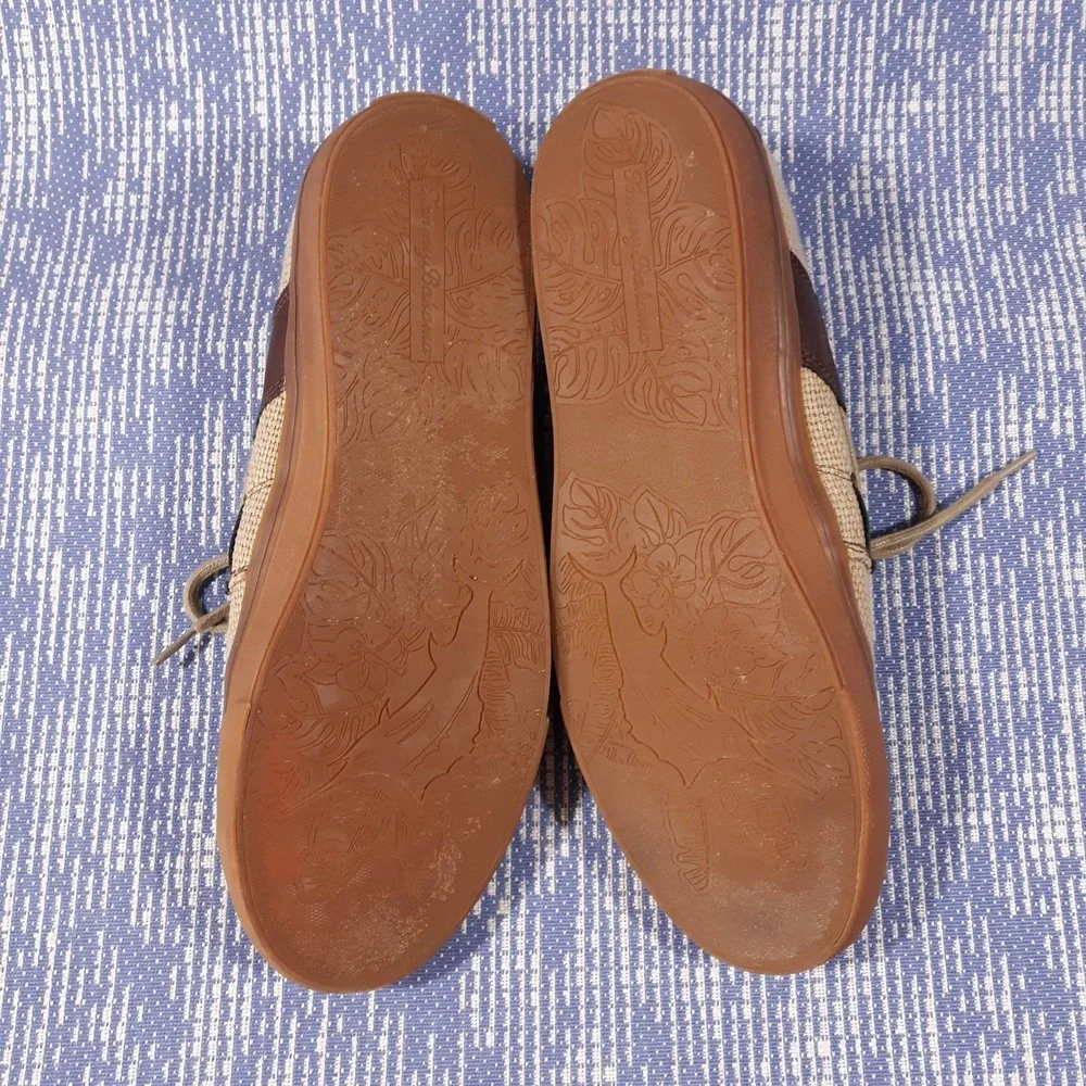 Tommy Bahama Boat Shoes Mens 11 Leather Upper Lace Up Beige Brown
